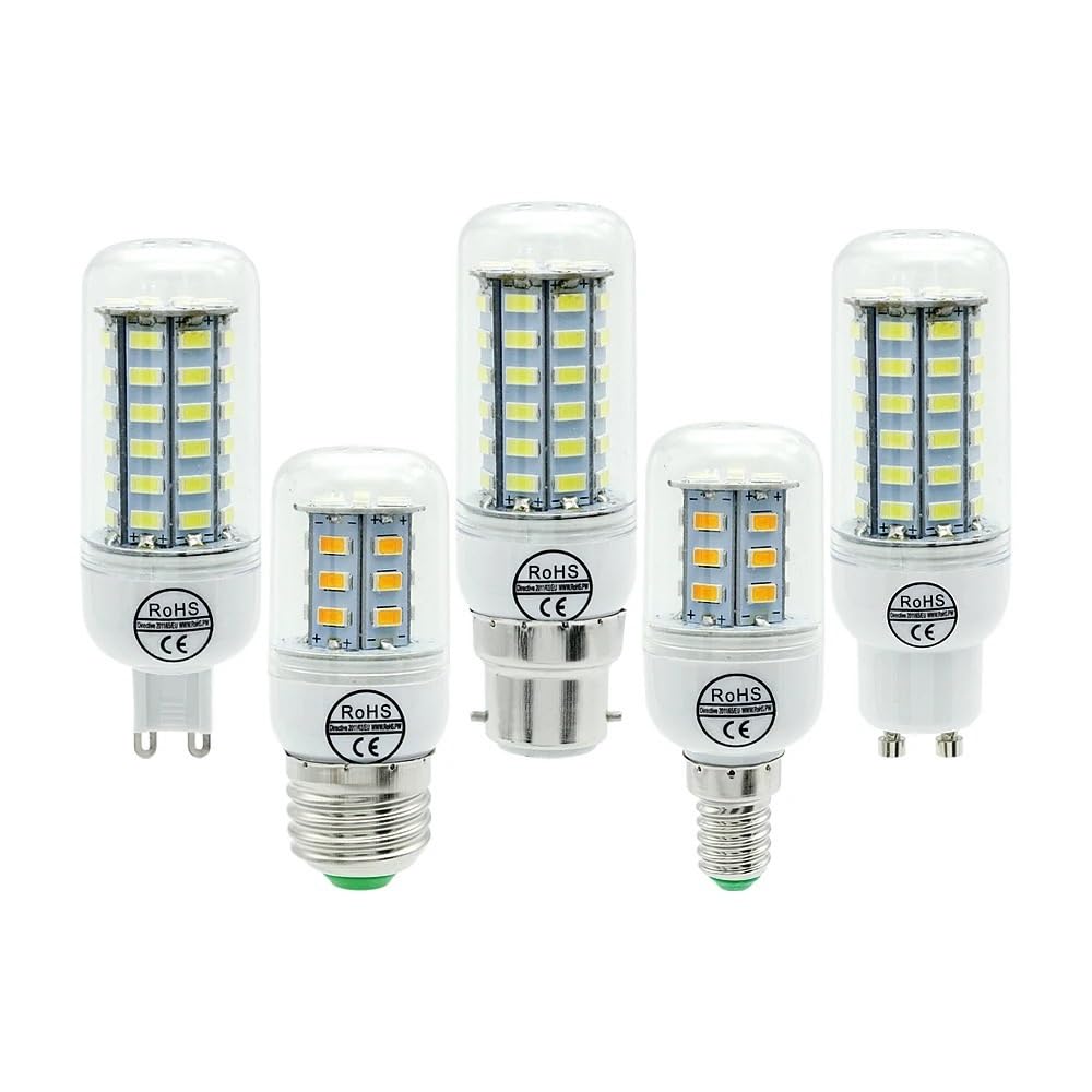 XYAL Lampadine, Confezione da 15, lampada a mais a LED AC220V GU10/G9/E27/E14/B22 Lampada a lampadina a LED for lampadari(Cold White 72 LEDs,GU10)