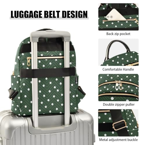 Image of ALAZA Green Polka Dots Pattern Small Backpack Purse for Women Travel Bag Fashion Daypack Back Pack Shoulder Bag
