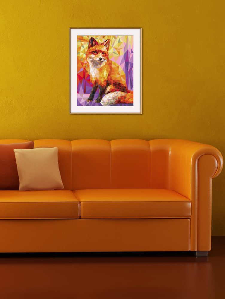 Schipper 609130863 Peinture par numéros – Polygone Art Renard – Tableaux de peinture pour adultes avec pinceaux et peintures acryliques 40 x 50 cm