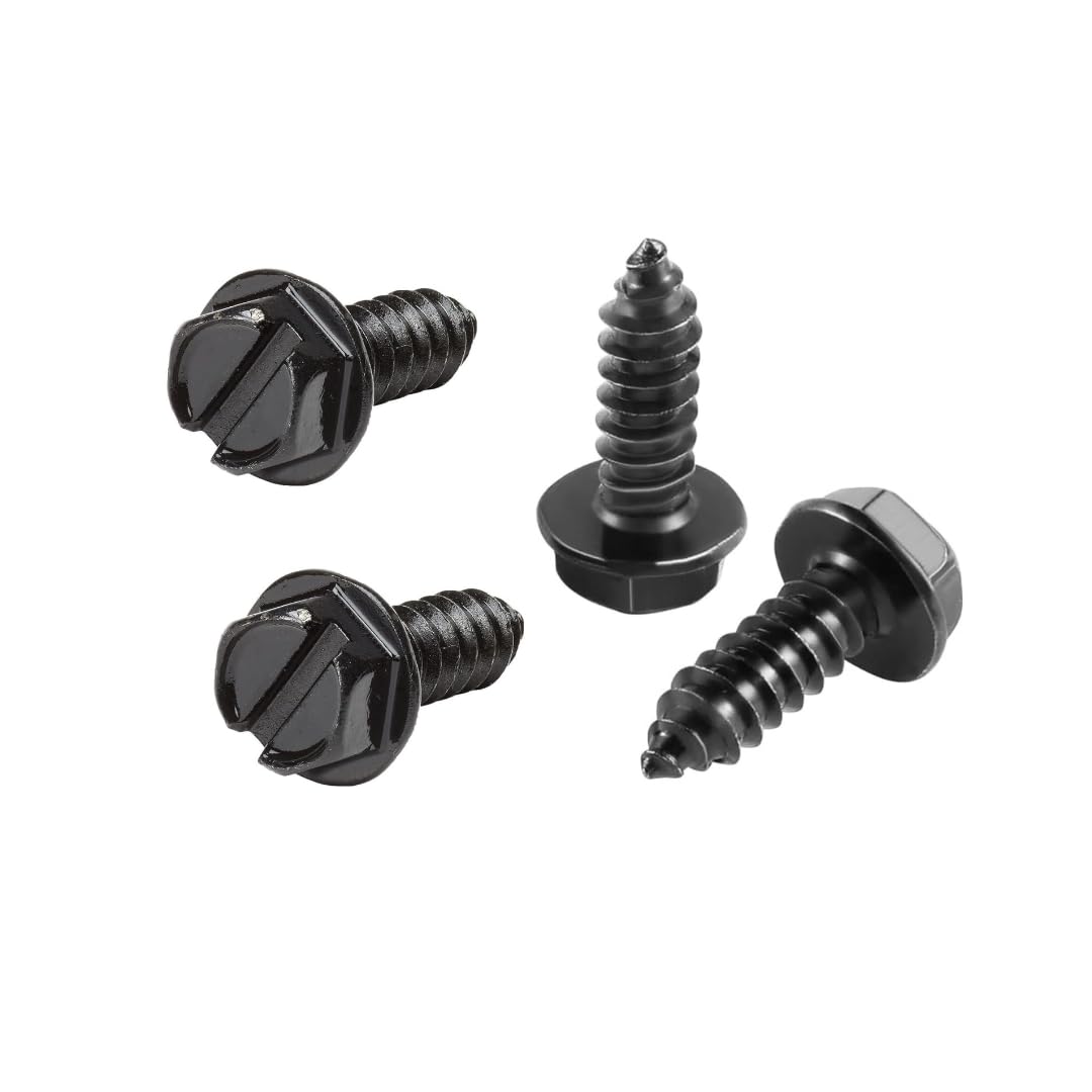 Rustproof Stainless Steel License Plate Screws – Set of 4 Premium Self-Tapping Screws for Cars and Trucks – Durable Bolts for License Plate