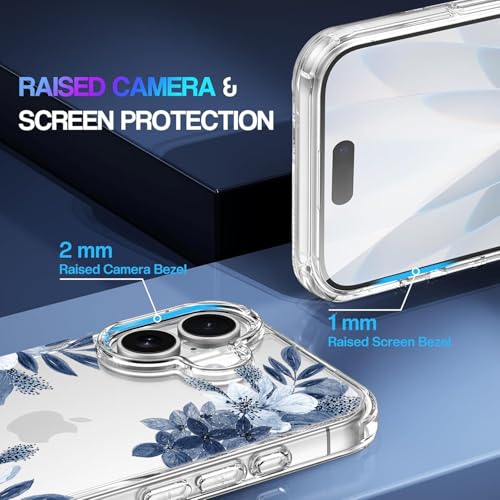 Image of Elzzi Floral Case for iPhone 17, Lavender Flower Clear Phone Case for Women Girls, Cute Aesthetic Purple Botanical Transparent Shockproof Protective Slim Cover (Lavender Grey)