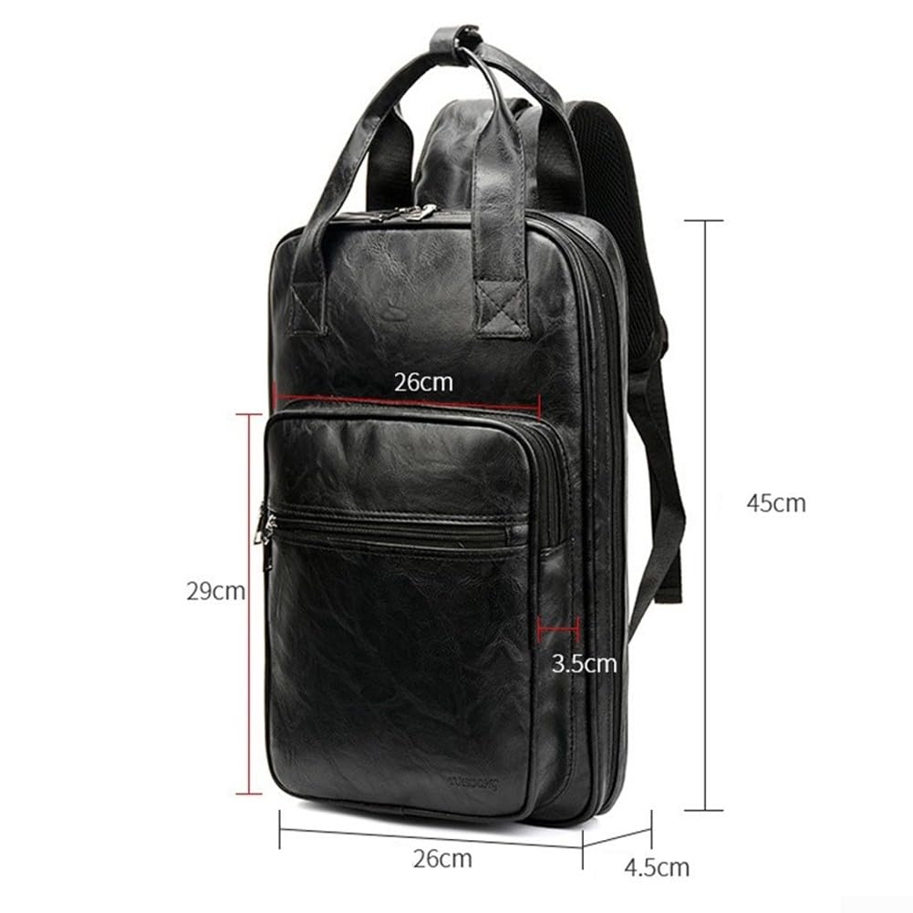 DAZZLEEX Borsa per bacchette in pelle PU, 5 tasche, borsa per bacchette, zaino, morbida, impermeabile, resistente all'usura, 54 x 17 x 3 cm (nero)