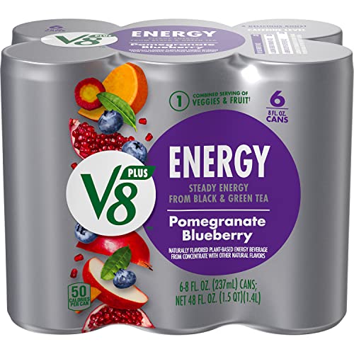 V8 +Energy Pomegranate Blueberry Energy Drink, Made With Real Vegetable And Fruit Juices, 8 Fl Oz Can (Pack Of 6) #TOP20