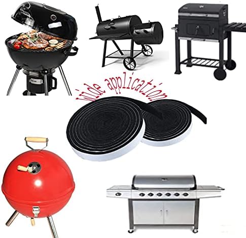 BBQ Gasket Tape BBQ Smoke Seal BBQ Strip,Heat Proof Tape Smoke Keeping Strip Oven Seal Strip,Smoker Grill Tape High Temp Grill Seal Self Stick Leak Proof Smoker Gasket(8.2ft,1/2'')