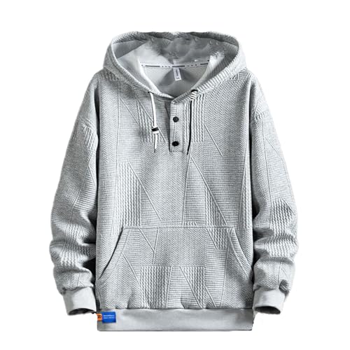 Plus size hoodie, simple men's autumn style, hooded, loose round neck, long-sleeved sweater.