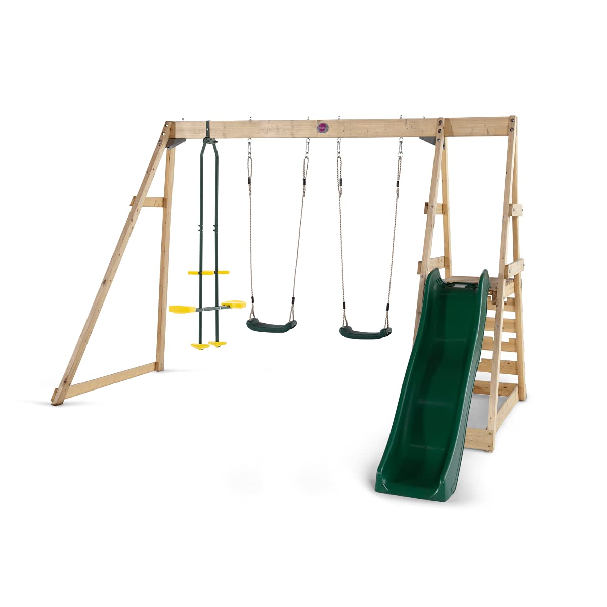 Buy PlumMandril® Wooden Climbing Frame, Swing And Glider For Kids 3