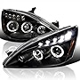 Spec-D Tuning Halo Projector Headlights LED Black Compatible with 2003-2007 Honda Accord 2/4Dr Left + Right Pair Headlamps Assembly