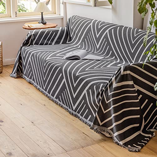 Dreamingo Geometric Herringbone Sofa Covers For 3 Cushion Couch Chenille Pet Protector Couch Cover For Dogs Cats Black White Sectional Couch Covers L Shaped Sofa Slipcover, 71"X 150" #TOP1