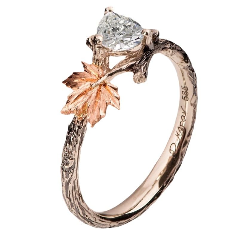 LISHANTI White Zircon Gold Color Ring with Heart-Shaped Stone - T...