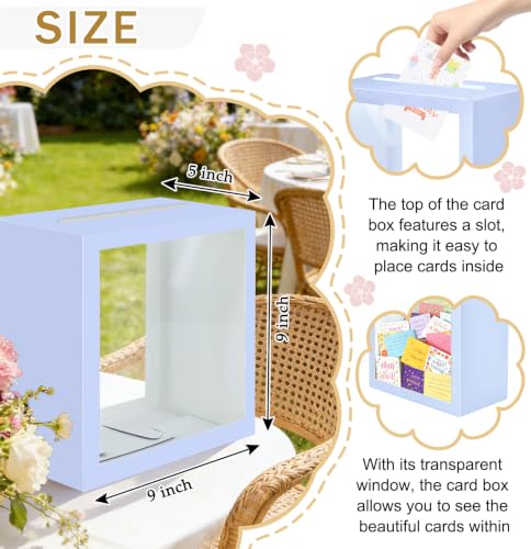 Image of SietDESEO Lavender Card Box for Party with Clear Window Large Gift Card Box Holder for Wedding Reception Birthday Graduation Baby Shower Raffle Ticket Box