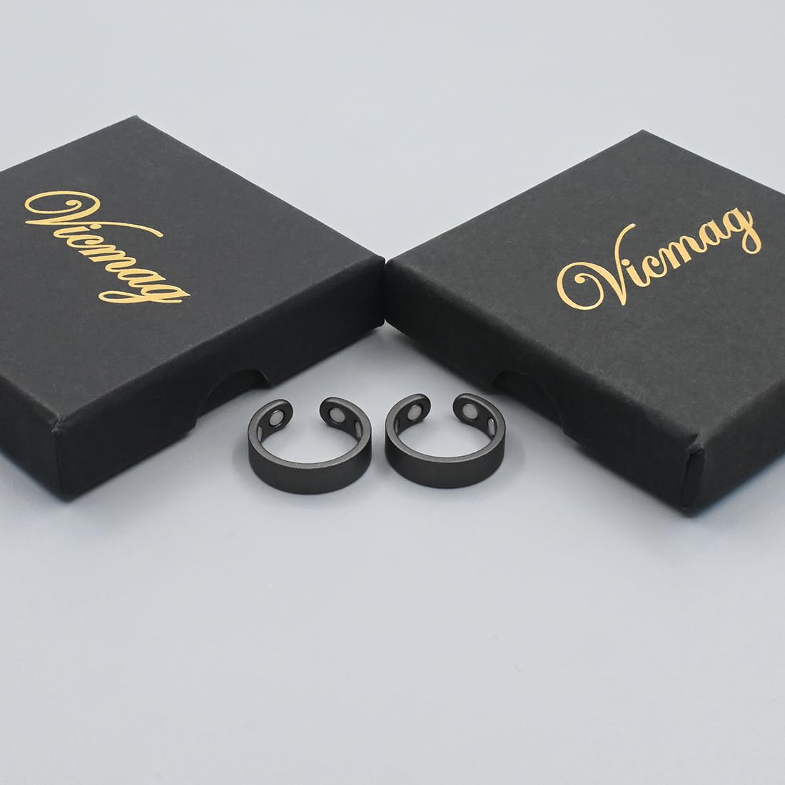 Vicmag 2PCS Copper Magnetic Rings for Women Magnet Copper Rings with 2 Strong Ultra Strength Magnets 99.99% Solid Pure Copper Adjustable with Gift Box, 6 cm, Copper 2