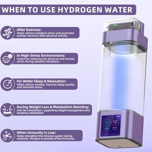 BESTING Hydrogen Water Bottle Deluxe Version, Up to 9000ppb Concentration, Upgrade Smart Touchscreen Control SPE Hydrogen Generator with LED Display Portable Hydrogen Water Machine - Image 8