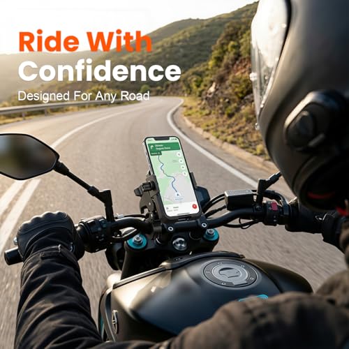 Image of ZORBES Phone Mount Handlebar Holder, 360 Rotatable Shockproof Bike Phone Mount with Vibration Dampening, One-Hand Quick Lock Adjustable 5.1-7.2'' Phone Holder for Bicycle, Scooter & Motorcycle