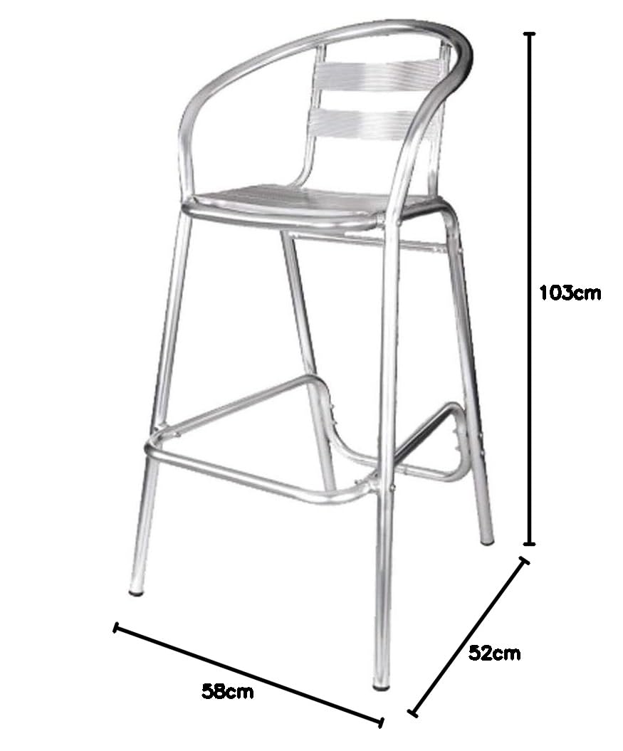 sgabello bar Alu in alluminio cm H 103x58x52 impilabile