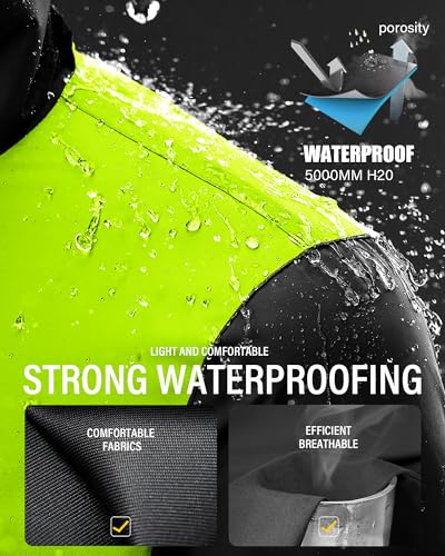 Image of iCreek Rain Suit Waterproof Jacket and Pants Hi Vis Raincoat for Men and Women Reflective Outdoor for All-Sport Work