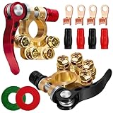 2Pcs Quick Release Battery Terminals, 4 Way Car Battery Terminals Clamps, 12V/24V Battery Terminal Connectors, Positive Negative Battery Terminal Connectors for Cars, Trucks, Ships, Caravan Motorhome