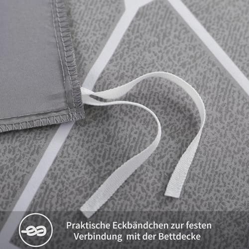 RUIKASI Bettwäsche 155x220 2 teilig Hellgrau - Bettbezug 155 x 220 Set mit Geometrie Muster… – Ansicht 5