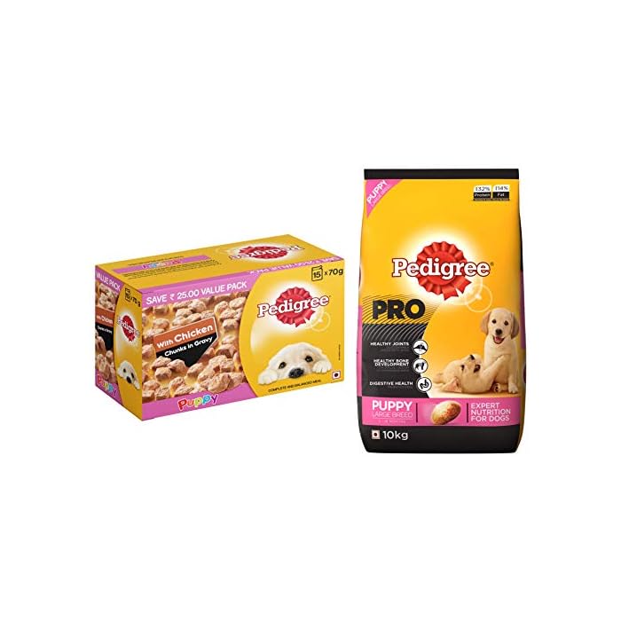 Buy Pedigree Puppy Wet Dog Food, Chicken Chunks in Gravy, 70 g (Pack of