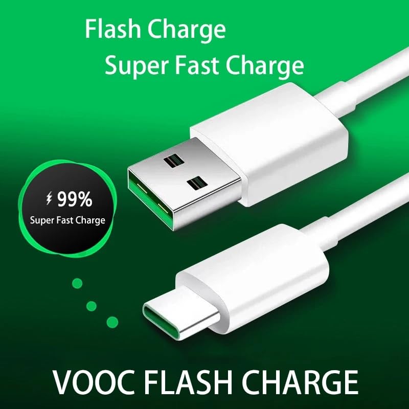Image of VOOC Super Fast Charging & Data Sync Micro USB Cable Compatible For Oppo F11 /F11 Pro /F9 Pro /Realme 3 Pro Up To 4 Amp For All Oppo /Realme VOOC Compatible Smartphone(NOT Type C),1M,White