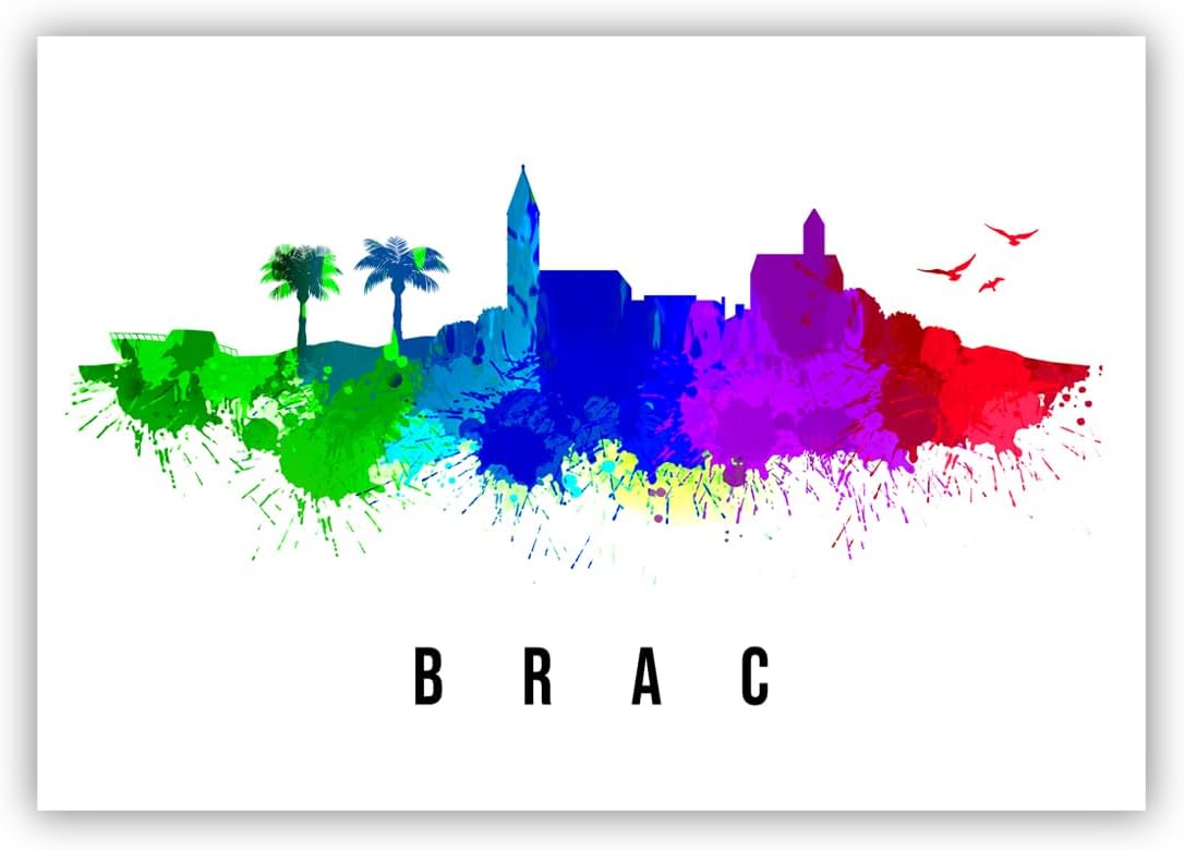 Pera Print Croatia Poster, Croatia-Brac Poster, Croatia Illustration Skyline City Poster, Modern Skyline Poster, Cityscape and Landmark Print, Home-Office Wall Art Decoration
