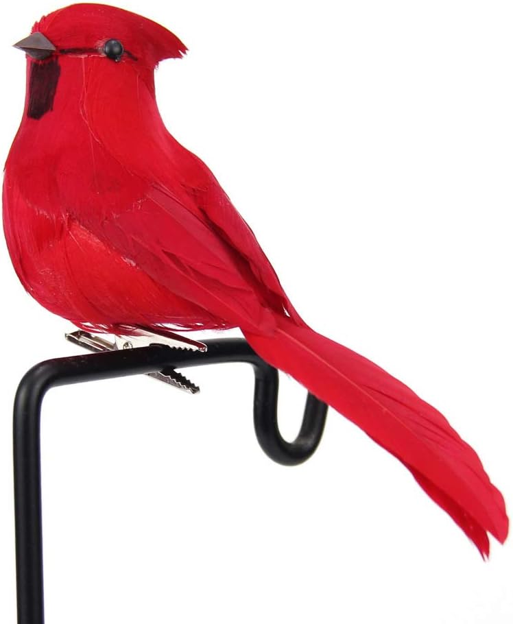 1Pc Artificial Red Cardinal Birds Clip on Pine Branche