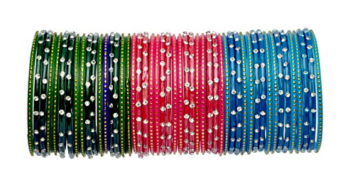 Image of NMII Glass with Plain and Glossy Finished Bangle Set For Women and Girls