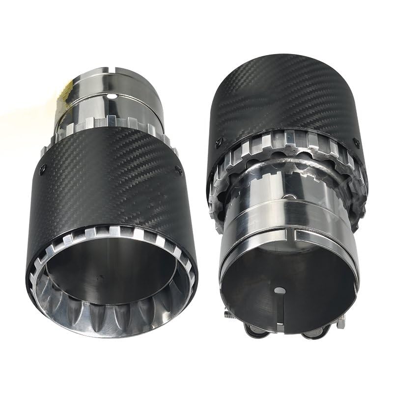 Tubo Scarico Auto Punta Di Scarico Coda In Fibra Carbonio Gola Per Auto Ugello Di Scarico Argento Bocca Di Coda Modificata Per La Decorazione Dell'auto Punte Scarico(Color:In 51mm-out101mm)