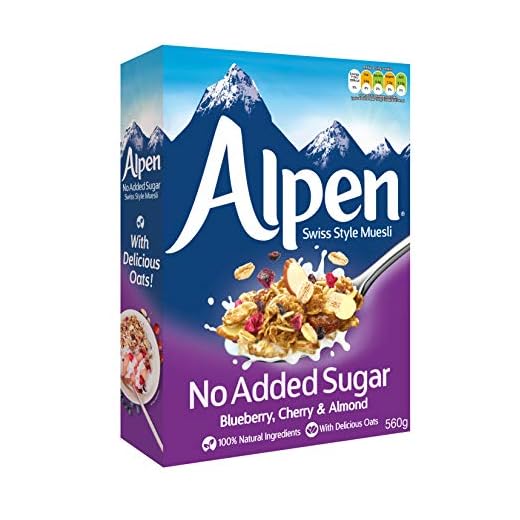 Weetabix Alpine Muesli sin azúcar añadido, Arándano, Cereza y Almendra - Cereales para el desayuno, 1x560g