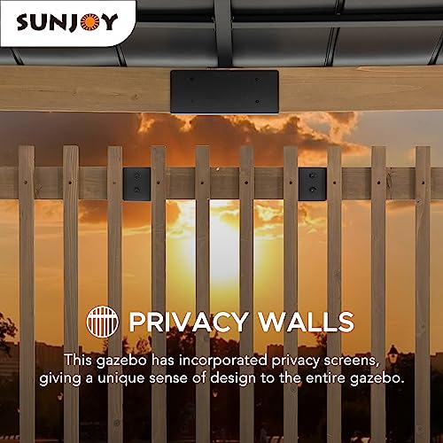 Sunjoy Wooden Grill Gazebo 10 Ft. X 11 Ft. Outdoor Cedar Frame Bbq Gazebo, Backyard Hot Tub Gazebo With Aluminum Hardtop Roof, Privacy Screen And Bar Shelves By Summercove #TOP4