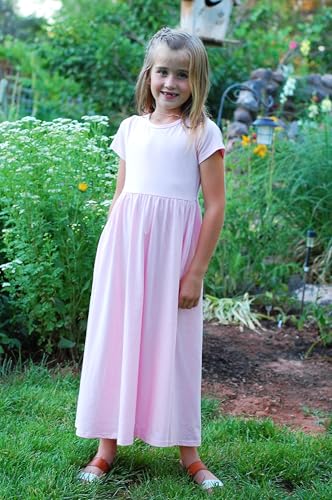 Image of Arshiner Girls Maxi Dress Long /Short Sleeve Casual Holiday Dress with Pockets for 5-13 Years