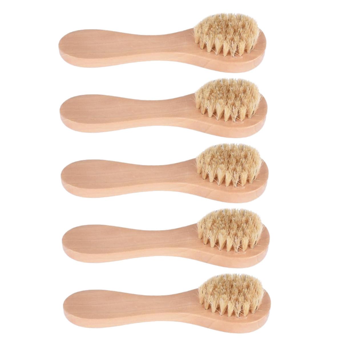 Healeved 5pcs Facial Cleansing Brush Soft Sisal Bristles for Deep Cleansing Wooden Handle Esthetician Quality Portable Face Wash Brush
