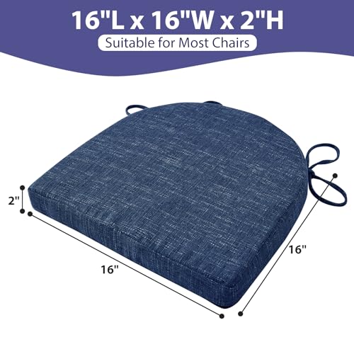 Image of IPYNBAP Chair Cushions for Dining Chairs, Kitchen Chair Cushions, 16'' x 16'' x 2'', Non Slip Indoor Seat Cushions, Chair Pads for Dining Chairs with Ties & Removable Cover, Set of 4, Navy