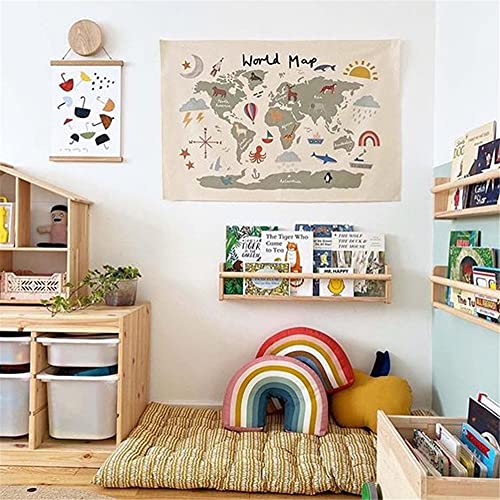 31.4''X23.6'' Adorable Alphabet Canvas Art Poster Wall Hanging,Abc Educational World Map Animal Art Print,Nursery Hanging Poster For Classroom,Kids Room School Bedroom Photography Background Props Decor (A) #TOP1