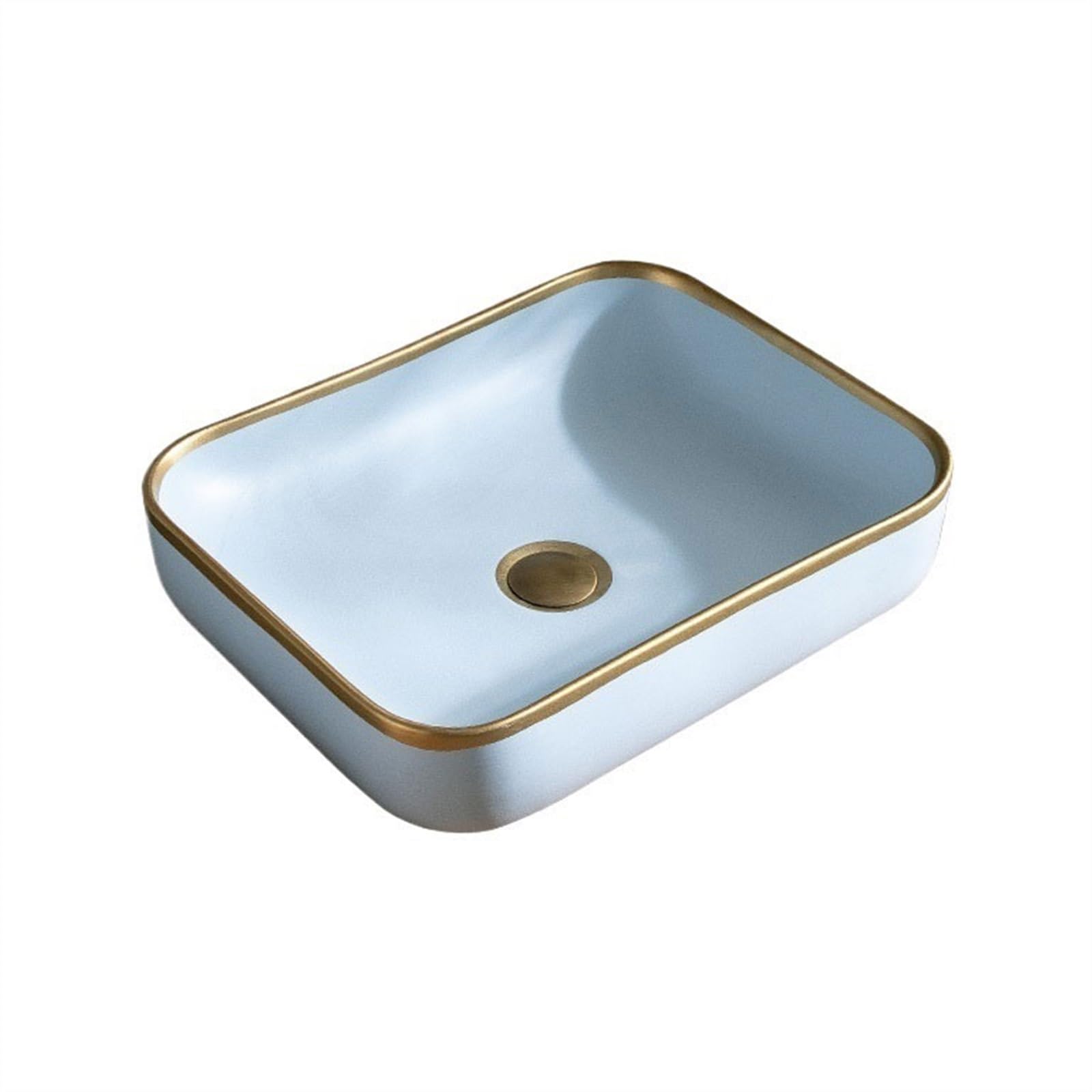 Runze765z Blue Sink Bowl Countertop Basin Light Luxury Balcony Washbasin Patio Sink Simple Household Single Without Accessories Art Basin(Blue)