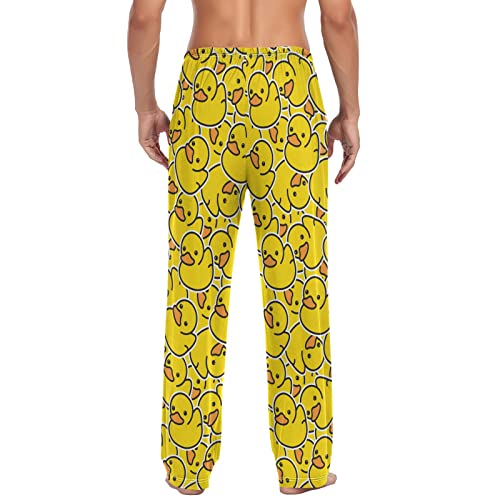 Cartoon Yellow Duck Pajama Pants Cute Animal Lounge Sleepwear PJs Men's Pajama Bottoms Casual Sleep Pants XL2