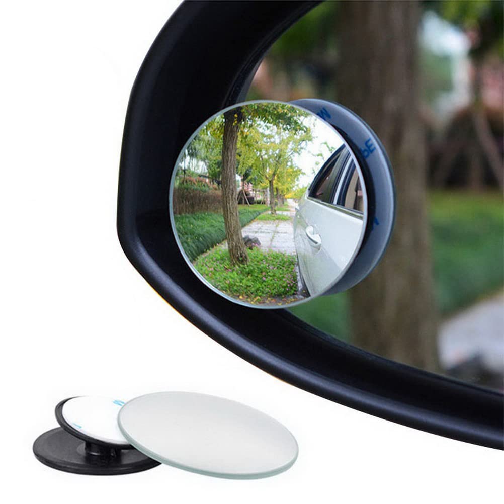2 Pcs Blind Spot Mirrors, 360°Rotate Side Mirror Blindspot Round HD Glass Car Mirrors Adjustable Stick-on Convex Side View Spot Mirror for Universal Car