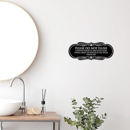 Miniatura 2 de Signs ByLITA Designer Please Do Not Flush Etiqutte Letrero (negro) - Pequeño 1 paquete