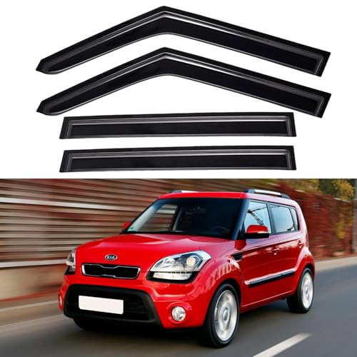 Image of Window Visors Rain Guards Shield for 2009 2010 2011 2012 2013 Kia Soul, Out-Channel Window Vent Wind Deflectors Visors Shades for 09-13 Soul