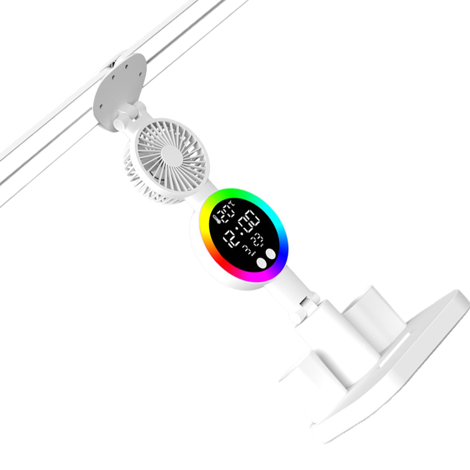 Buxuaaaa Modifiable Light LED Desk Lamp Integrated Fan Pliable Transportable Rechargeable Battery Quiet for Telecommute Use Desk Lamp Fan for Offices