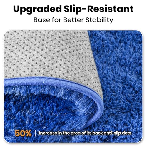 Zentavio Navy Blue Area Rugs for Living Room Boys Rugs for Bedroom 9x12 Large Shag Washable Carpet Soft Furry Fluffy Aesthetic Kids Playroom Rugs for Teen Home Decor