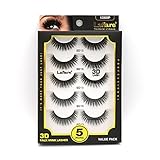 Laflare Silk Lashes 3D Faux Mink Eyelashes Multipack, Light, Natural Looking, Professional Easy to Apply Eyelashes in a Knitted Style 5 Pairs Value Pack (13X5P)