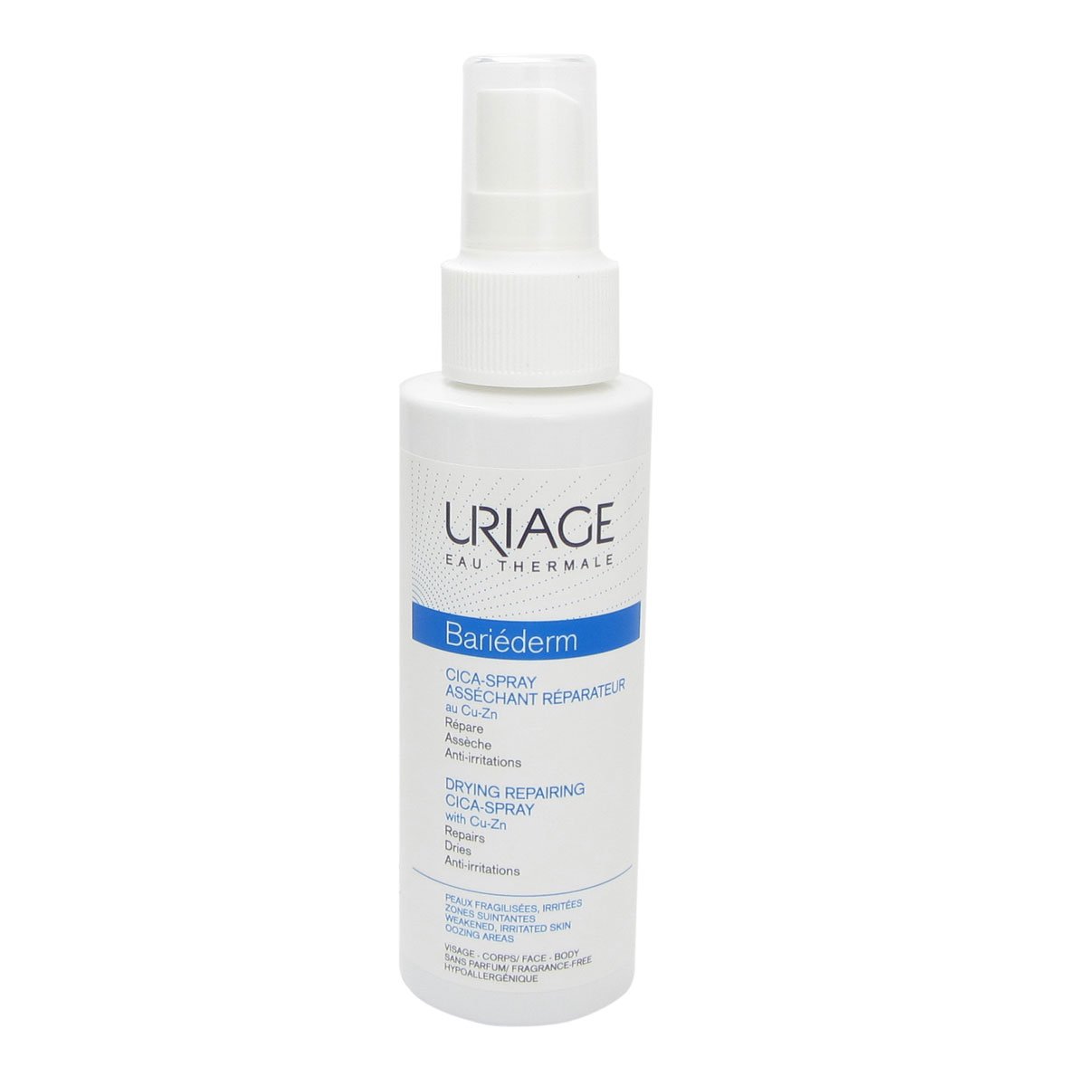 Uriage Bariéderm-CICA Drying Repairing Spray With Cooper-Zinc 100ml - Absorbs Excess Moisture and Dries Out Wet, Oozing Areas - Calms, Purifies & Soothes Skin Folds