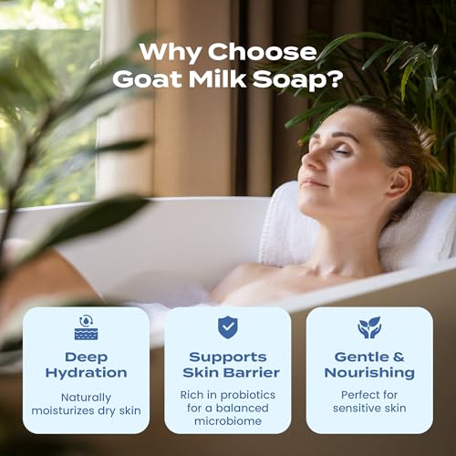 Body Restore Goat Milk Soap 4 OZ Bar 1 Pack - Coconut Oil Based, Probiotics, Self Care Gifts for Women, Men, Natural Body, Face & Hand Wash, Skin Care, Travel Essentials - Fragrance Free - Image 5