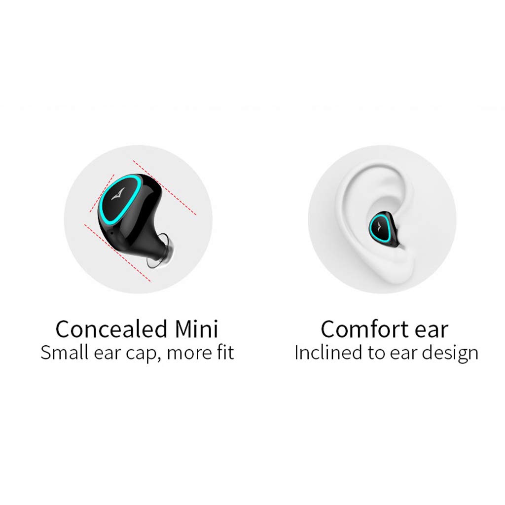 MiniMini Bluetooth Invisible sans Fil Kit Ecouteur Intra-auriculaire Mono Ecouteur avec Micro Intégré Mains Libres pour iPhone, Samsung, HuaweiPortatif