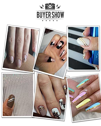 7 Sheets Nail Striping Tape Metallic Lines French Tip Manicure Strip Adhesive Holographic Foil Design Gold Sticker Decals For Nail Art #TOP4