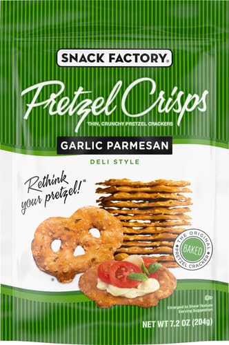 Image of Snack Factory Garlic Parmesan Pretzel Crisps, Resealable Bag, 7.2 Ounce (Pack of 12)