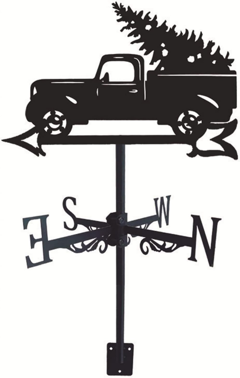 CZYLJLK Weather Vane, Truck - Christmas Tree Vane Weathercock Wind Metal Weathervane Retro Mini Vanes with Anemometer for Direction Indicator