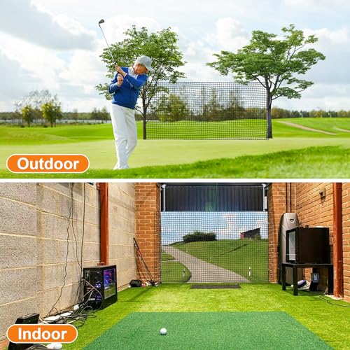 Visupor Golf Net,Golf Practice Net with Rope and Carabiners,Durable Nylon Golf Hitting Net,Weatherproof Golf Netting,Practice Barrier Nets for Golf, Baseball, Hockey, Soccer(10ft,15ft,20ft,25ft,30ft) - Thumbnail 5