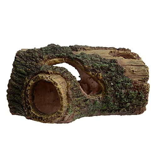 Toolzia Resin Hollow Tree Trunk Log,Aquarium Decorations Ornament Fish House Cave Wood House Decor, Green