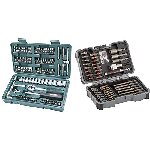 Mannesmann 130-tlg. Steckschlüssel- und Bitsatz, M29166 & Bosch Professional 43tlg. Schrauber Bit Set (Zubehör für Elektrowerkzeuge)
